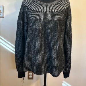 Lane Bryant Black and Gray Striped Sweater